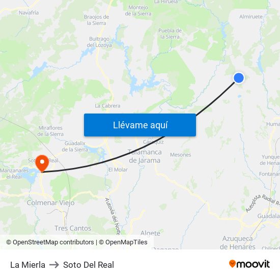 La Mierla to Soto Del Real map