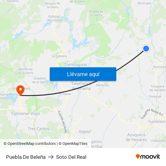 Puebla De Beleña to Soto Del Real map