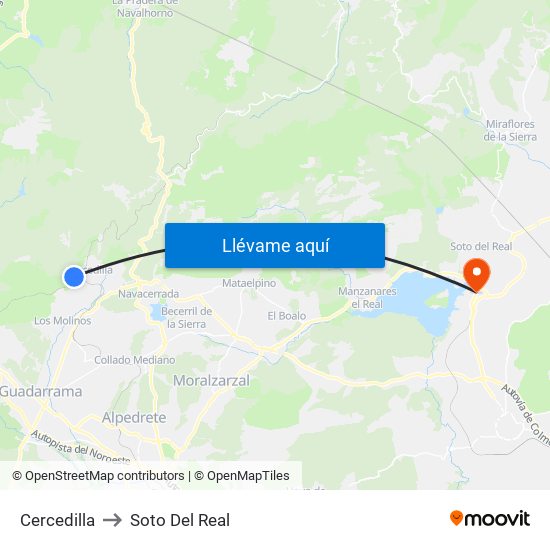 Cercedilla to Soto Del Real map