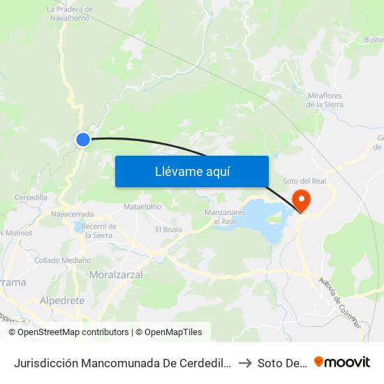 Jurisdicción Mancomunada De Cerdedilla Y Navacerrada to Soto Del Real map