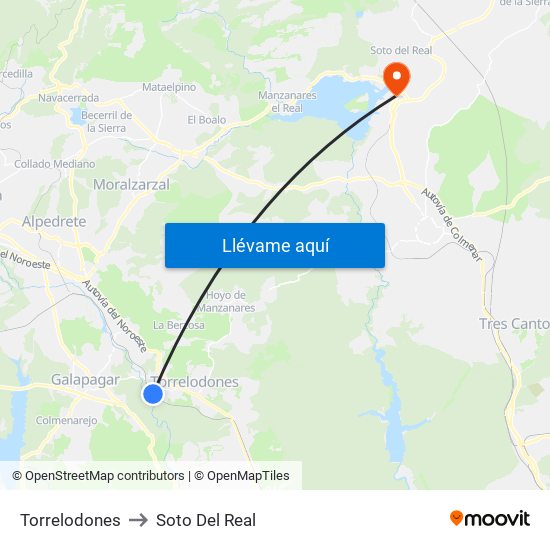 Torrelodones to Soto Del Real map