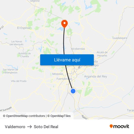 Valdemoro to Soto Del Real map
