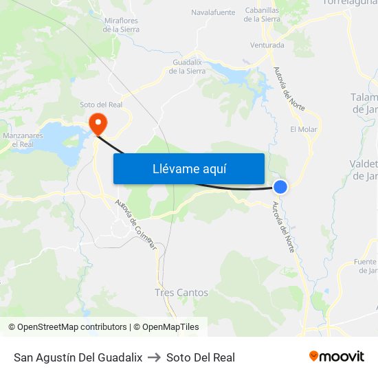 San Agustín Del Guadalix to Soto Del Real map