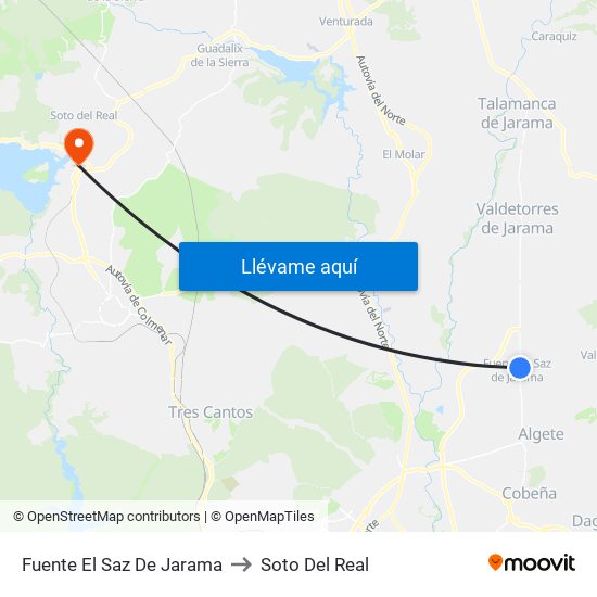 Fuente El Saz De Jarama to Soto Del Real map
