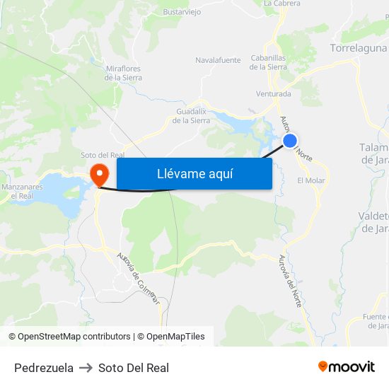 Pedrezuela to Soto Del Real map