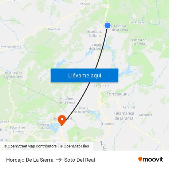 Horcajo De La Sierra to Soto Del Real map