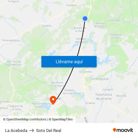 La Acebeda to Soto Del Real map