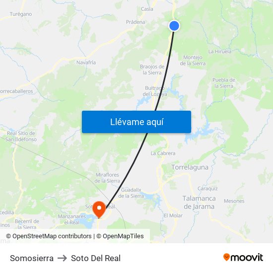 Somosierra to Soto Del Real map