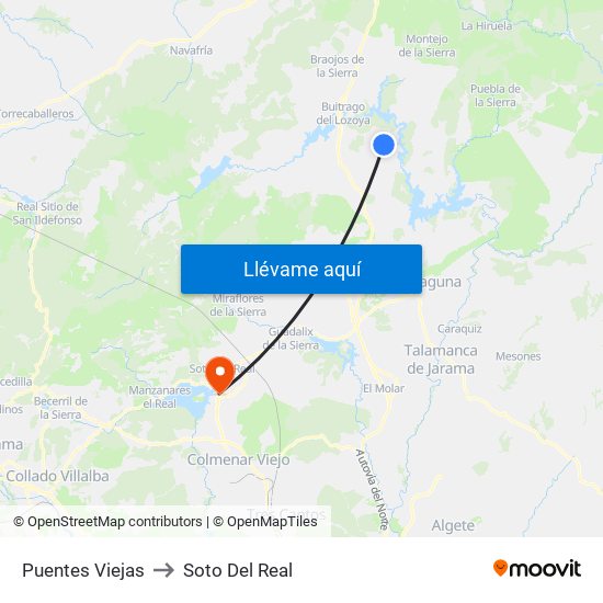 Puentes Viejas to Soto Del Real map