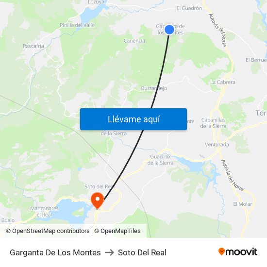 Garganta De Los Montes to Soto Del Real map