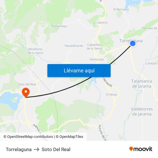 Torrelaguna to Soto Del Real map