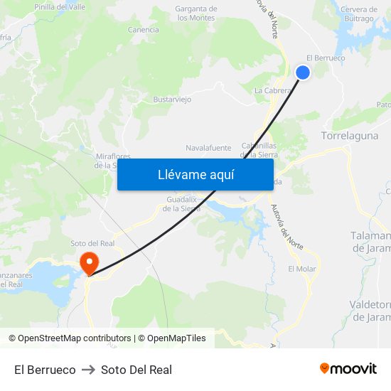 El Berrueco to Soto Del Real map
