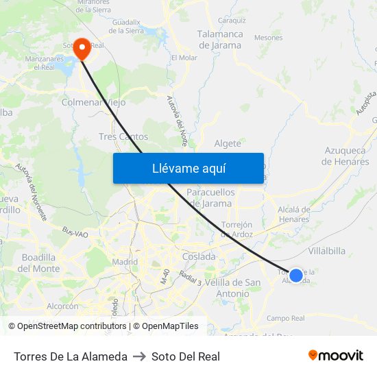 Torres De La Alameda to Soto Del Real map