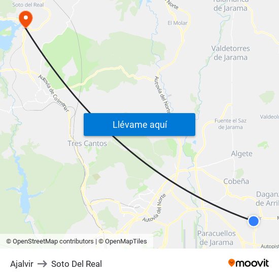Ajalvir to Soto Del Real map