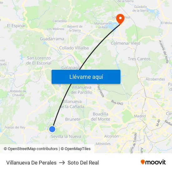 Villanueva De Perales to Soto Del Real map