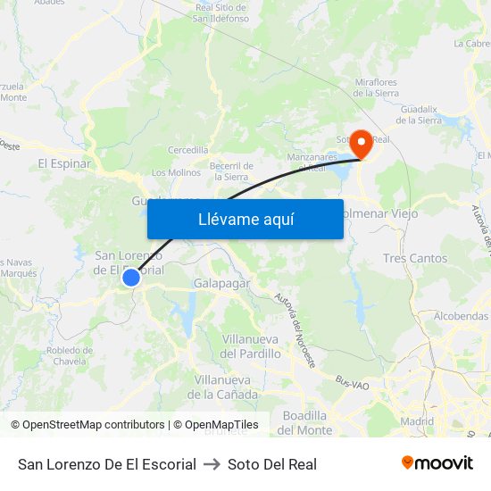 San Lorenzo De El Escorial to Soto Del Real map