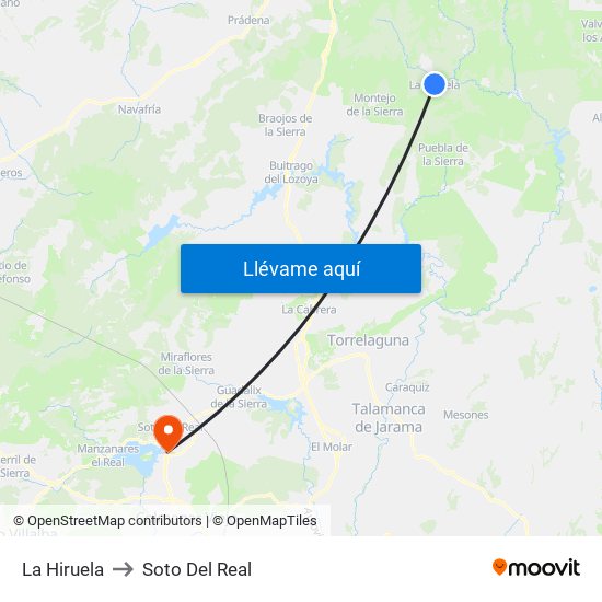 La Hiruela to Soto Del Real map