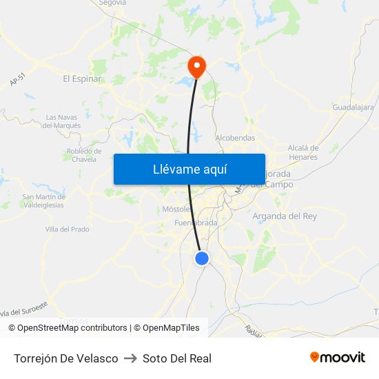 Torrejón De Velasco to Soto Del Real map