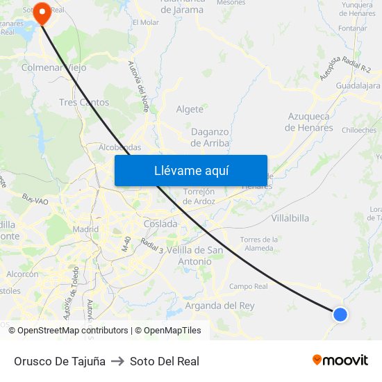 Orusco De Tajuña to Soto Del Real map