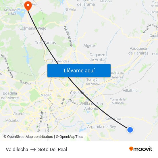 Valdilecha to Soto Del Real map