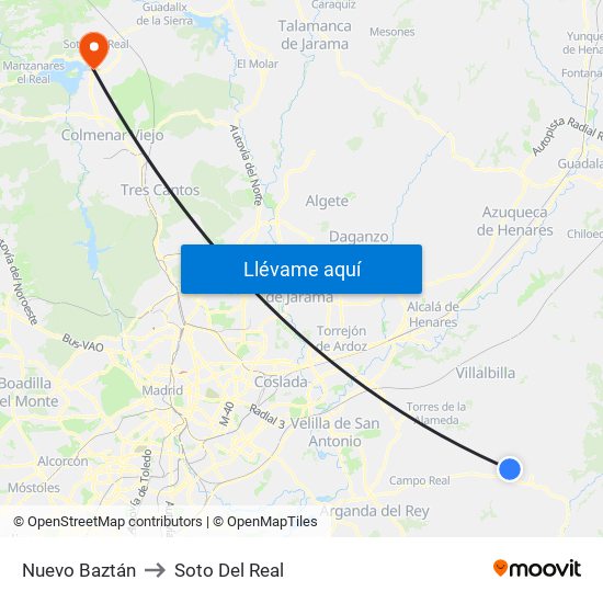 Nuevo Baztán to Soto Del Real map