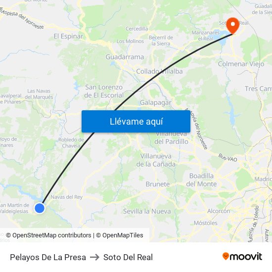 Pelayos De La Presa to Soto Del Real map