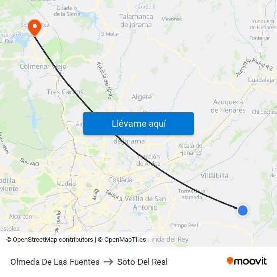 Olmeda De Las Fuentes to Soto Del Real map