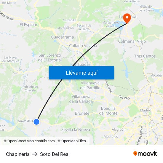 Chapinería to Soto Del Real map