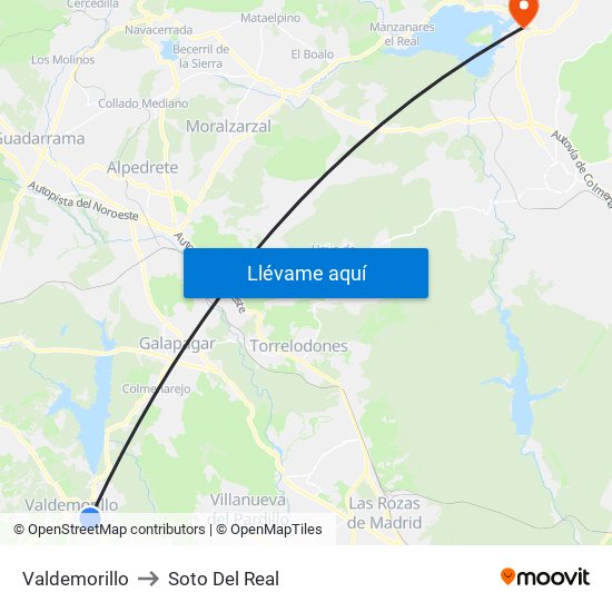 Valdemorillo to Soto Del Real map