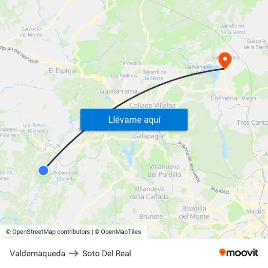 Valdemaqueda to Soto Del Real map