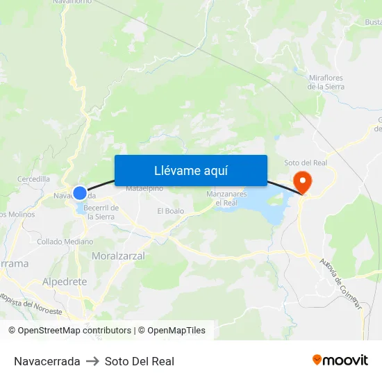 Navacerrada to Soto Del Real map