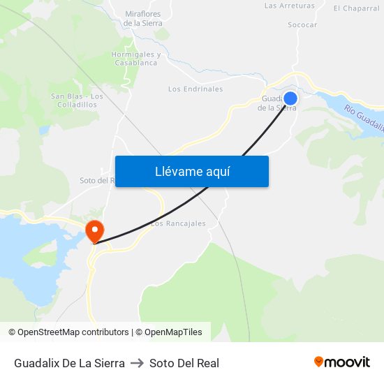 Guadalix De La Sierra to Soto Del Real map