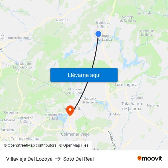 Villavieja Del Lozoya to Soto Del Real map