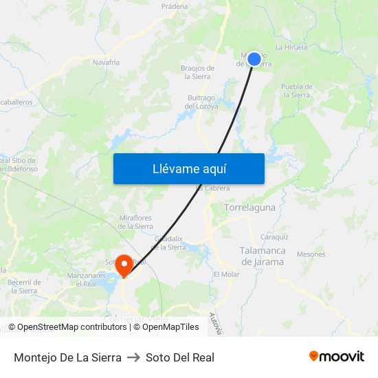 Montejo De La Sierra to Soto Del Real map