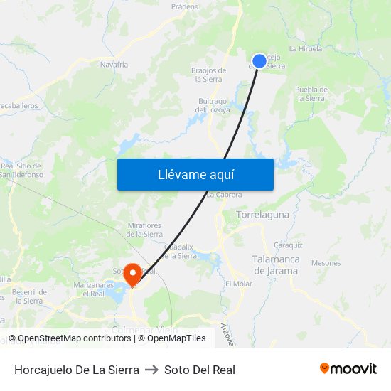 Horcajuelo De La Sierra to Soto Del Real map