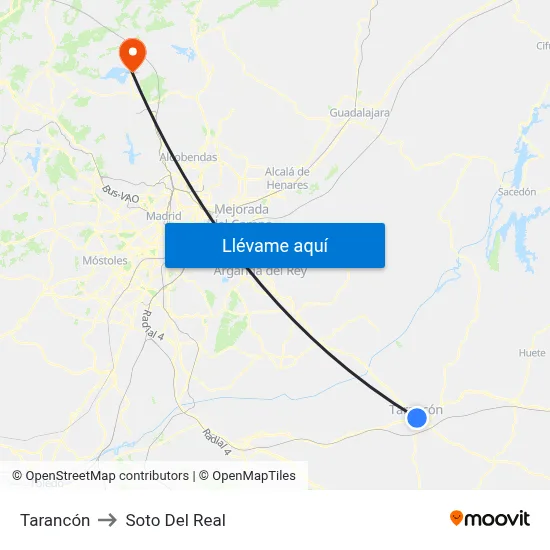 Tarancón to Soto Del Real map