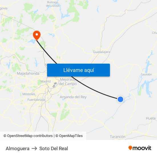 Almoguera to Soto Del Real map