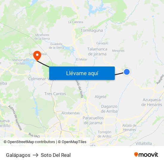 Galápagos to Soto Del Real map