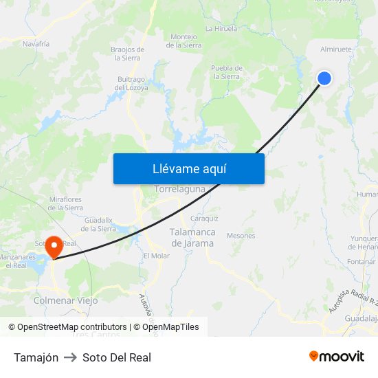 Tamajón to Soto Del Real map