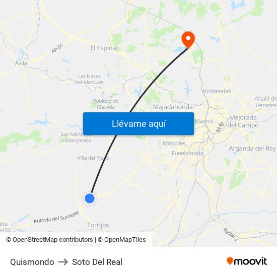 Quismondo to Soto Del Real map