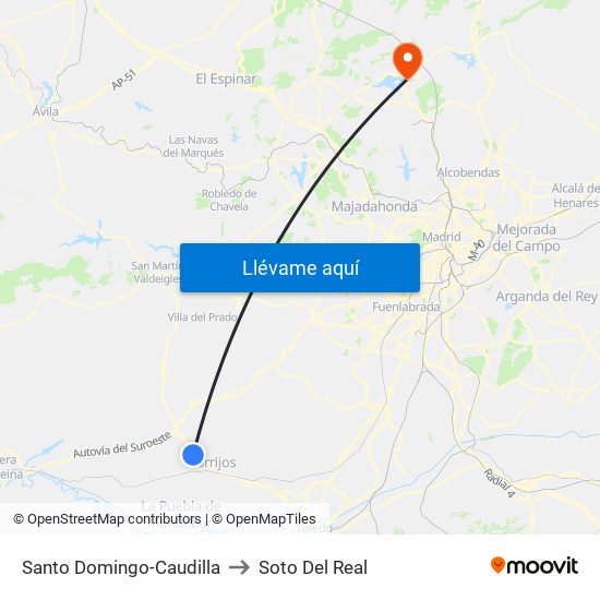 Santo Domingo-Caudilla to Soto Del Real map