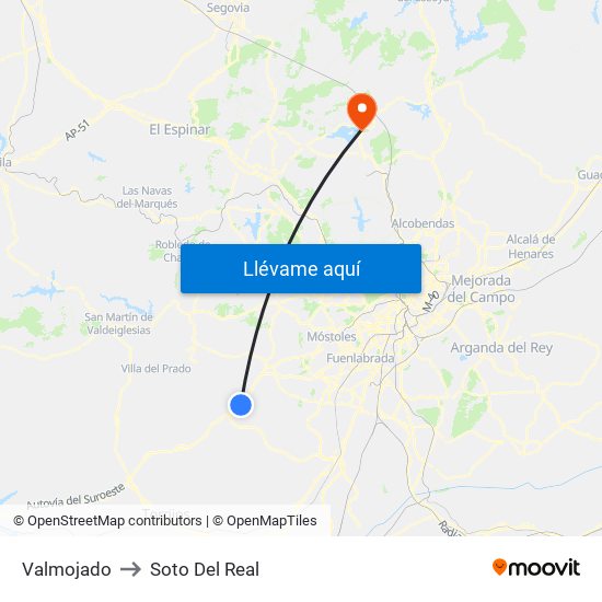Valmojado to Soto Del Real map
