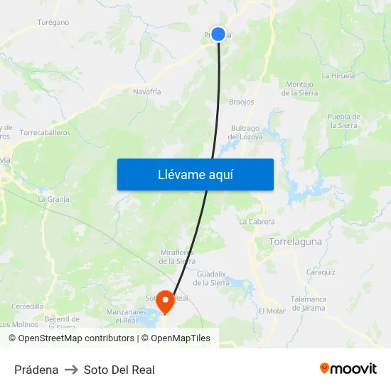 Prádena to Soto Del Real map
