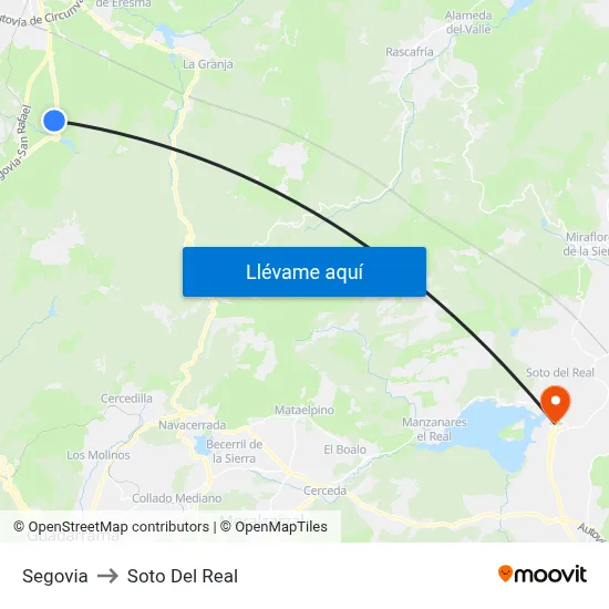 Segovia to Soto Del Real map