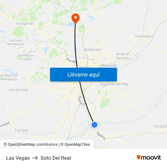 Las Vegas to Soto Del Real map