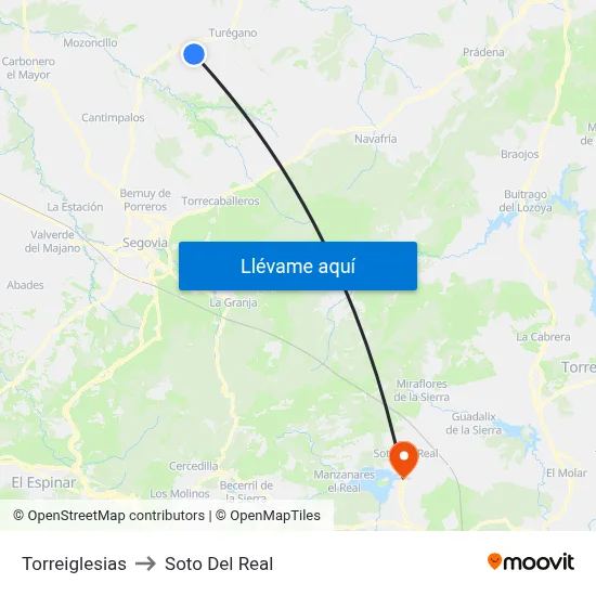 Torreiglesias to Soto Del Real map
