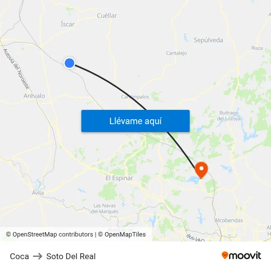 Coca to Soto Del Real map