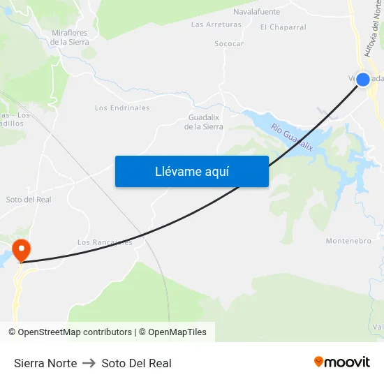 Sierra Norte to Soto Del Real map