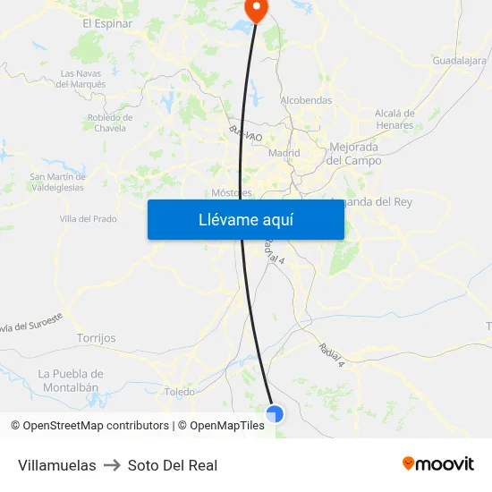 Villamuelas to Soto Del Real map