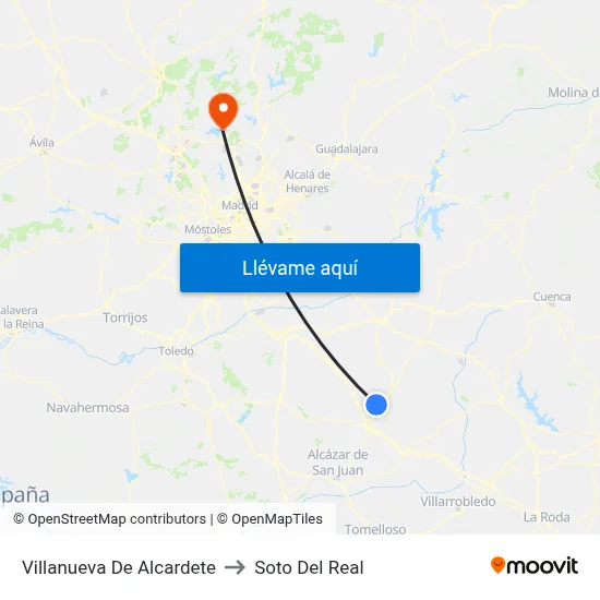 Villanueva De Alcardete to Soto Del Real map
